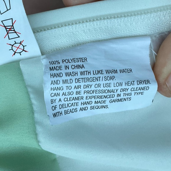 Maxi prom gown dress Couture Collection halter neck tiered bussled mint green 14 - Picture 11 of 15